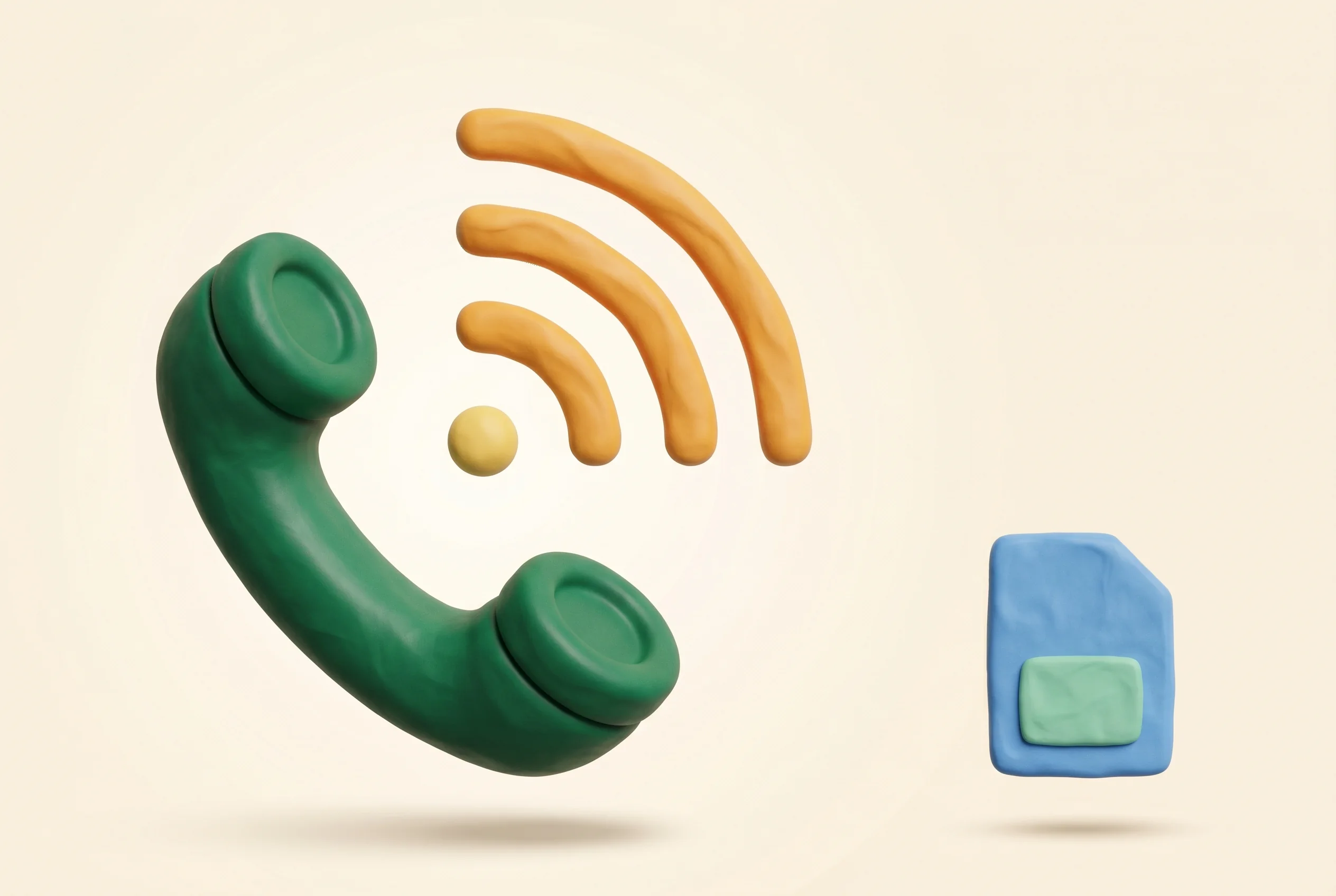 Clay illustration representing the Telecoms & International Calling category on HonestCodes.