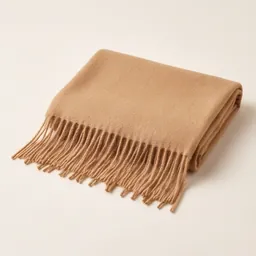 A folded camel cashmere scarf