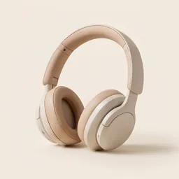 Beige over-ear noise-cancelling headphones