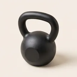 A black cast-iron kettlebell