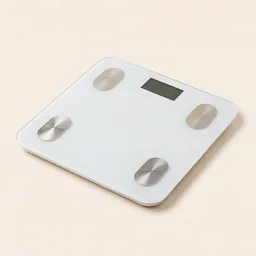 A white glass smart bathroom scale