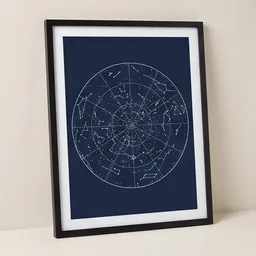A framed navy star map print