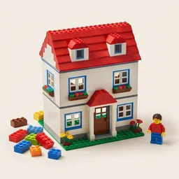 A colourful building-brick model house