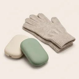 Rechargeable hand warmers and knitted gloves