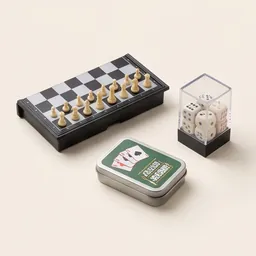 Mini travel games: chess, cards and dice